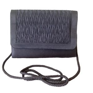 Chateaux Black Satin Evening Formal Clutch Shoulder Purse